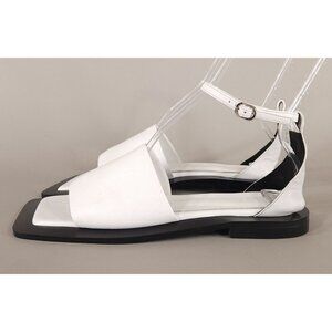 Flat Apartment Chain Strap Sandals Size 38 8 Women's White Leather $470